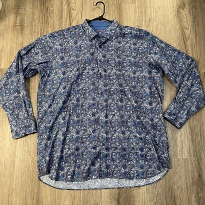 Camisa Visconti Negra Para Hombre 3XLT Manga Larga Abotonada Azul Patrón Algodón/Modal Foto 1 de 4