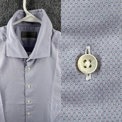 Camisa Canali Impeccabile 16.5 Geométrica Italia Algodón Púrpura Negocios Abotonada Foto 1 de 4