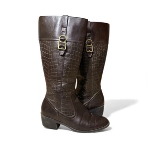 Stivali eleganti LifeStride donna marroni wish alti stampa rettile ecopelle vegan - Foto 1 di 7