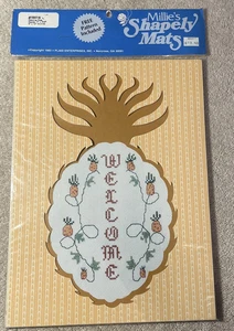 Millie's Shapely Mats Piña Contado Punto de Cruz Kit Bienvenido Cuadros 1983 - Imagen 1 de 2