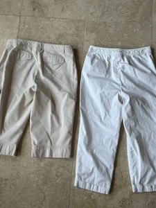 2 Pair Of Women’s Capris Size 10: Izod Is A Beige Stripe. The Raffaella-white - Picture 1 of 8