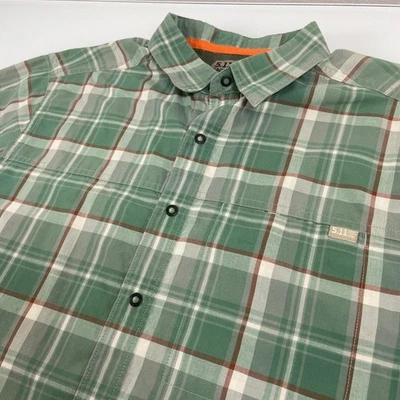 5.11 Tactical Mens Medium Green Plaid Snap Up Short Sleeve Shirt Workwear Pocket - Image 1 of 4