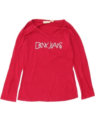 Top DKNY Mujer Gráfico Manga Larga Reino Unido 10 Pequeño Algodón Rosa DC30 Foto 1 de 3