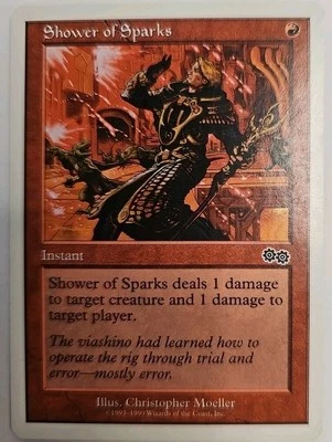MTG Magic The Gathering Card Shower of Sparks Instant Red Urza's Saga - Image 1 of 2