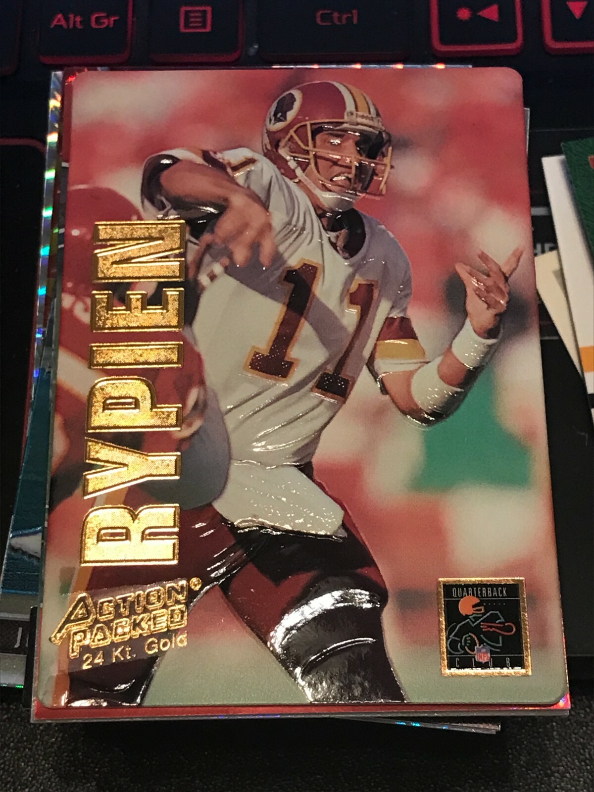 1993 Action Packed 24K Gold #16G Mark Rypien redskins!