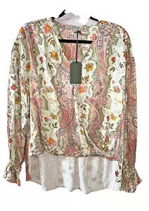 ALLSAINTS Size 10 Penny Cascade Top NWT $229 Spring Green Paisley Floral Satin - Picture 1 of 11