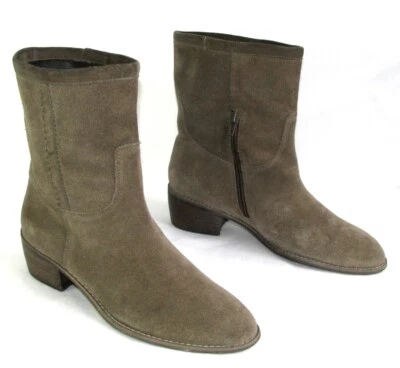 JB MARTIN Bottes cavalières courtes zip daim marron taupe 40 TRES BON ETAT — 第 1/4 张图片