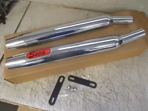 NOS MAC Universal 1.5" ID Chrome Slip On Kick Up Taper Tip Mufflers CB350 CB360 - Bild 1 von 13