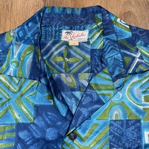 Vtg 50s 60s The Kahala Shirt Loop Collar Disco Hawaiian Hawaii Nylon Mens Medium - Picture 1 of 15