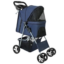 Pet Stroller Large Dog Cat Puppy 3/4 Wheel Folding Jogger Walk Easy Carrier Cart