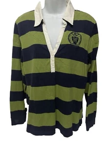 Tommy Hilfiger maglia rugby donna trapuntata righe verde blu XXL - Foto 1 di 4