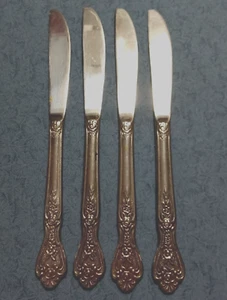 Juego de 4 cuchillos de cena vintage de acero inoxidable Normandy Rose Japón - Imagen 1 de 2