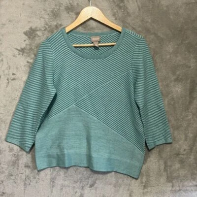 Suéter Chicos Texturizado Acanalado Manga 3/4 Verde Talla 1 Mediano Peso Medio Foto 1 de 4