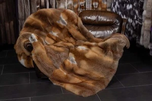7152 European Red Fox Fur Blanket Real Pelt Cover Real Furs Genuine Pelt Throw - Picture 1 of 11