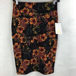 LuLaRoe Cassie Rock Gr. XS Blumen gelb dunkelrot grün Bleistiftrock Neu mit Etikett - Bild 1 von 6