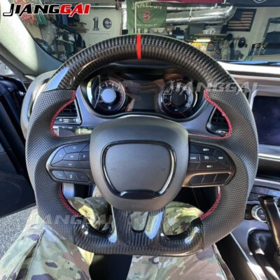 For Dodge Charger Challenger Durango HELLCAT Carbon Fiber Steering Wheel 15-26 - Image 1 of 4