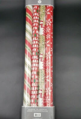 Hallmark Christmas Wrapping Paper Heavy Weight Cutting Lines Snowflake Snowman - Image 1 of 4