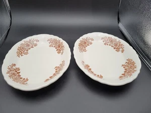 Vintage Sterling China USA Wellsville R2 Oval Stoneware Serving Bowls Brown X 2 - Picture 1 of 6