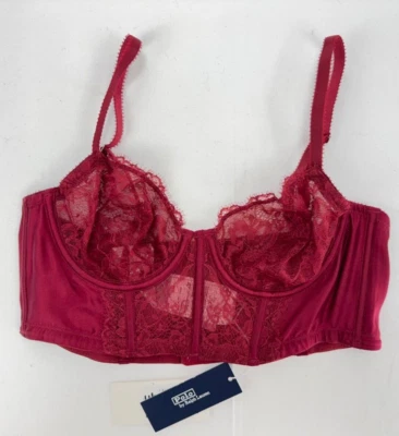Polo Ralph Lauren Bustier de Encaje, Sujetador para Mujer Reino Unido Talla 34B, Rojo, Nuevo Foto 1 de 4