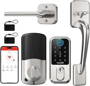 Hornbill WiFi Smart Deadbolt Lock with Handle: Front Door Lock Set Keyless Entry - Picture 1 of 7