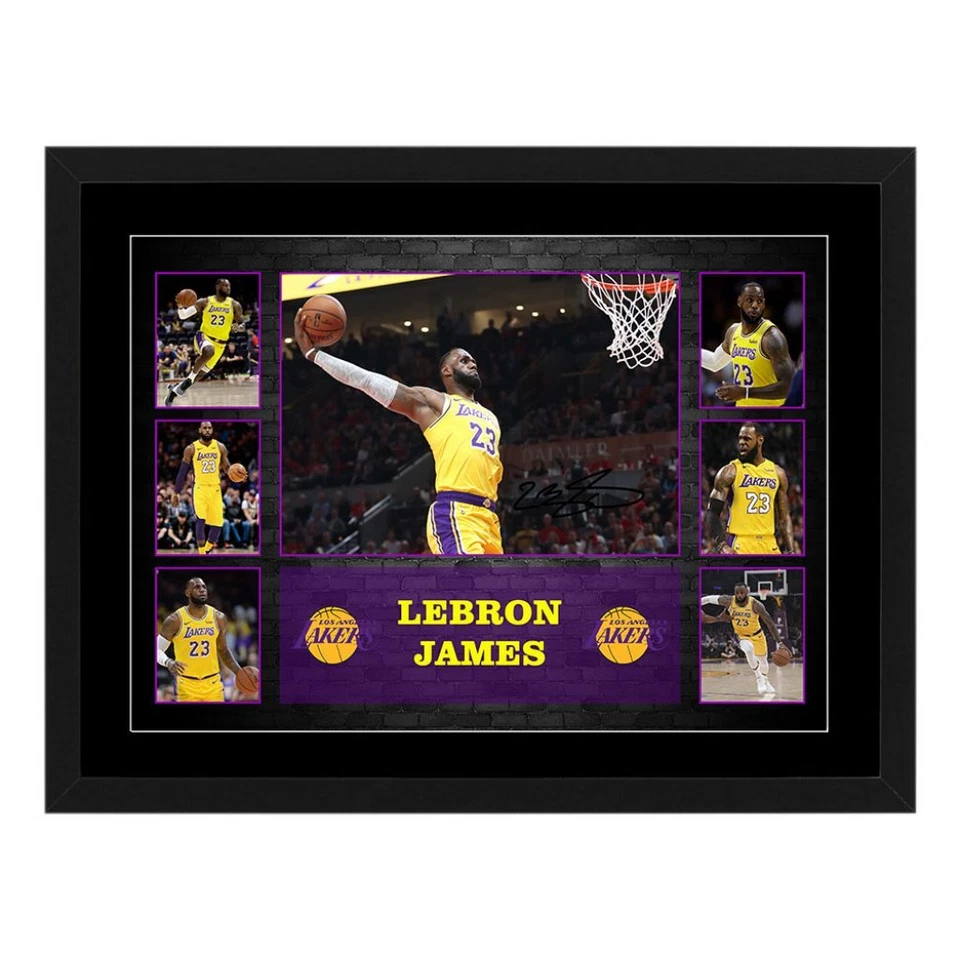 LEBRON JAMES LAKERS SIGNED FRAMED POSTER KOBE JORDAN BASKETBALL MEMORABILIA - image 1 of 1