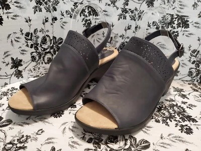 Easy Streets Women's 11 M Navy Blue Open Toe Sandals Heels Foto 1 de 4