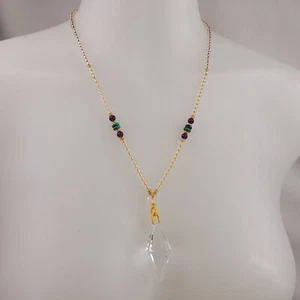Colgante de péndulo de cristal de vidrio joyería de moda collar en cordón ajustable transparente - Imagen 1 de 5