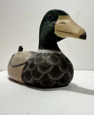 Hand Carved Hen Canvasback Decoy Duck 7”x4” - Image 1 of 4