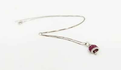 COLLANA CAMPANELLA FULL ZIRCONATA ROSSO IN ARGENTO 925 RODIATO IN ORO 18KT - Immagine 1 di 3