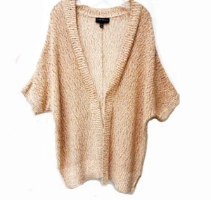 Cárdigan Lane Bryant Tostado Crema Metálico Dorado Frente Abierto Mangas Cortas Talla 18/20 - Imagen 1 de 10