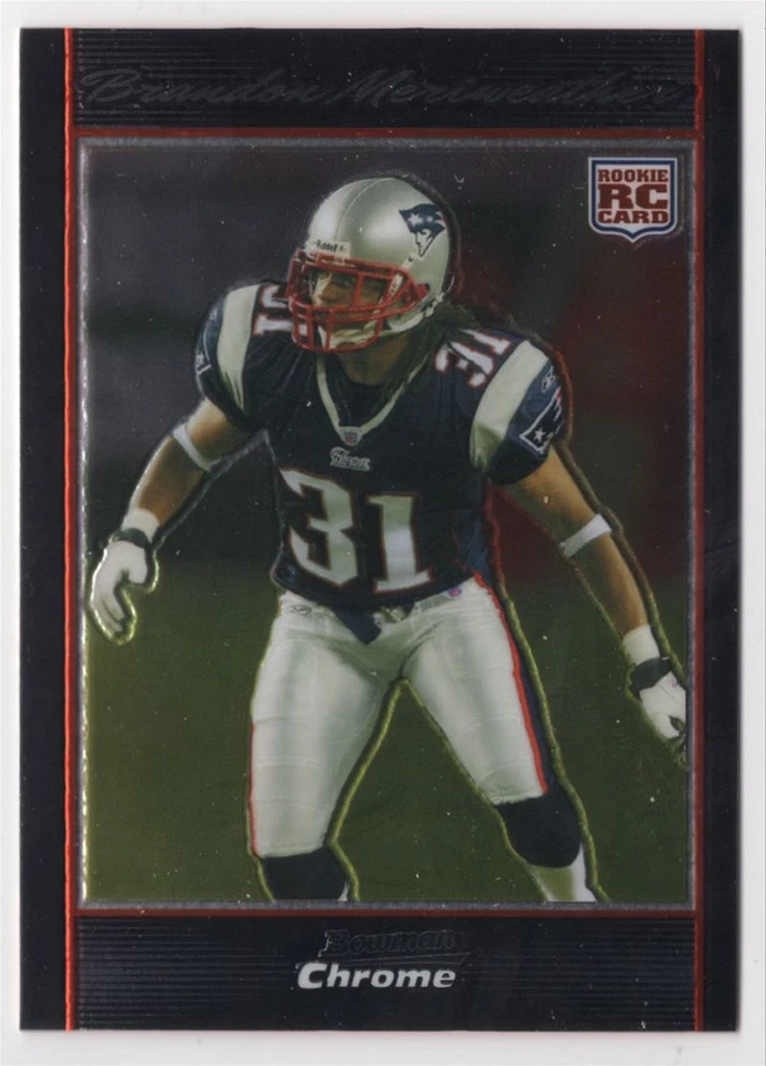 2007 BOWMAN CHROME ROOKIE Brandon Meriweather Rookie New England Patriots #BC14 - Image 1 of 2