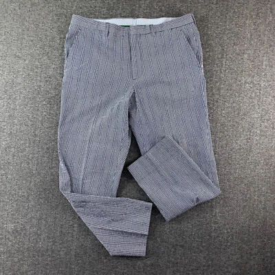 Etro Seersucker Pants Mens 37x28 Blue Plaid Trousers Made In Italy Chinos - Image 1 of 4
