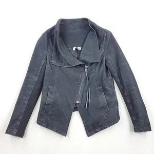 H&M Didived Kunstleder Motorradjacke Damen Größe 6 durchgehender Reißverschluss - Bild 1 von 7
