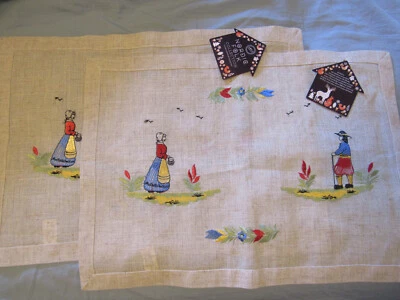 Set of 2 World Traveler NORDIC FOLK COLLECTION Placemats France lot linen blend - Image 1 of 4