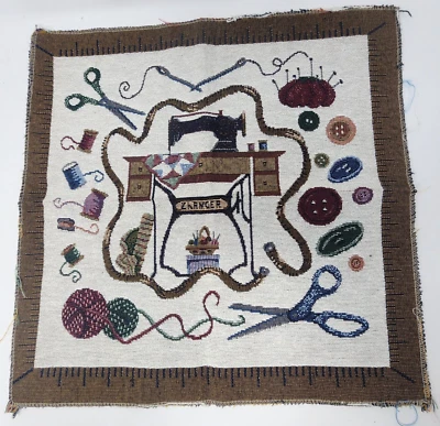 Tapestry Panel Cushion Cover Sewing Notions Seamstress Quilt Wall Hanging 17x17 - Image 1 of 4