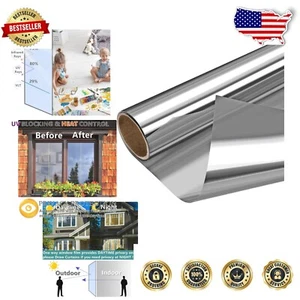 Static Cling Daytime Privacy Window Tint - Anti-UV Heat Control Reflective Film - Picture 1 of 9