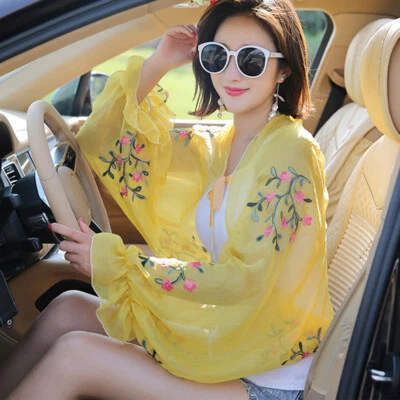 女士雪纺防晒护臂袖驾驶防紫外线披肩夏季新品 — 第 1/4 张图片