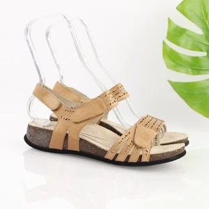 Abeo Womens Bijou Sandal Size 8.5 N Saddle Tan Leather Adjustable Strappy Shoe - Picture 1 of 13