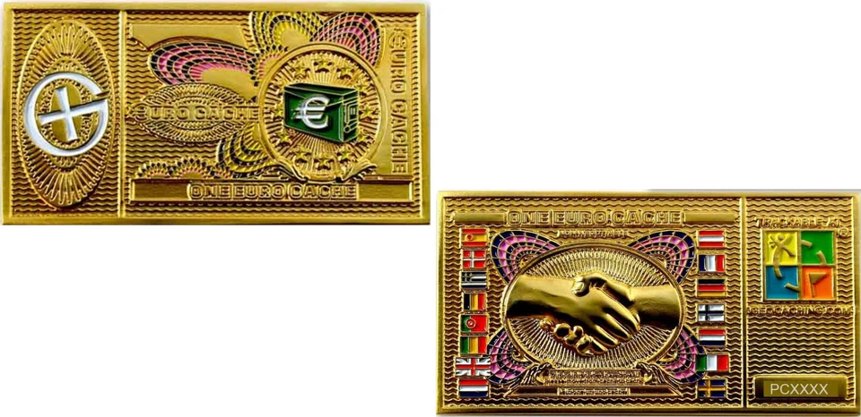 Euro Cache Geocoin - Satin Gold Edition - Image 1 of 1