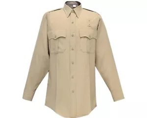 FLYING CROSS 05W84 JUSTICE POLY/WOOL MEN 16.5X34/35 UNIFORM SHIRT L/S SILVERTAN - Picture 1 of 2