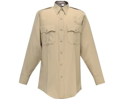 FLYING CROSS 05W84 JUSTICE POLY/WOOL MEN XL 17X32 UNIFORM SHIRT L/S SILVERTAN - Image 1 of 2