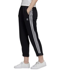 adidas Originals Women's 3-Stripes Cropped Track Pants Sport Casual - Black - Picture 1 of 12