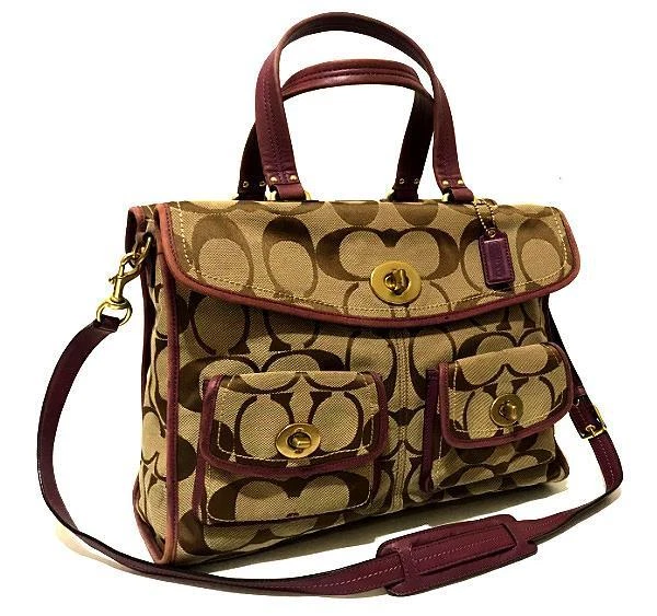 Bolso de Mano Coach Caqui Signature C Púrpura Legado Viaje de Negocios Laptop Mensajero Foto 1 de 1