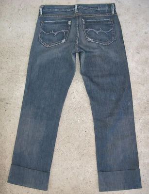 Pantalones de mezclilla GoldSign Goldschmied Misfit con puños cortos Wm talla 28 rectos azules desgastados Foto 1 de 4