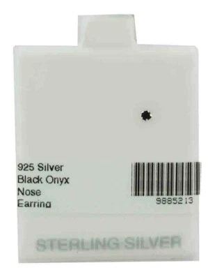 PENDIENTE ÚNICO NARIZ ÓNIX NEGRO .925 Plata de Ley Pequeño - Hecho en EE. UU. Foto 1 de 2