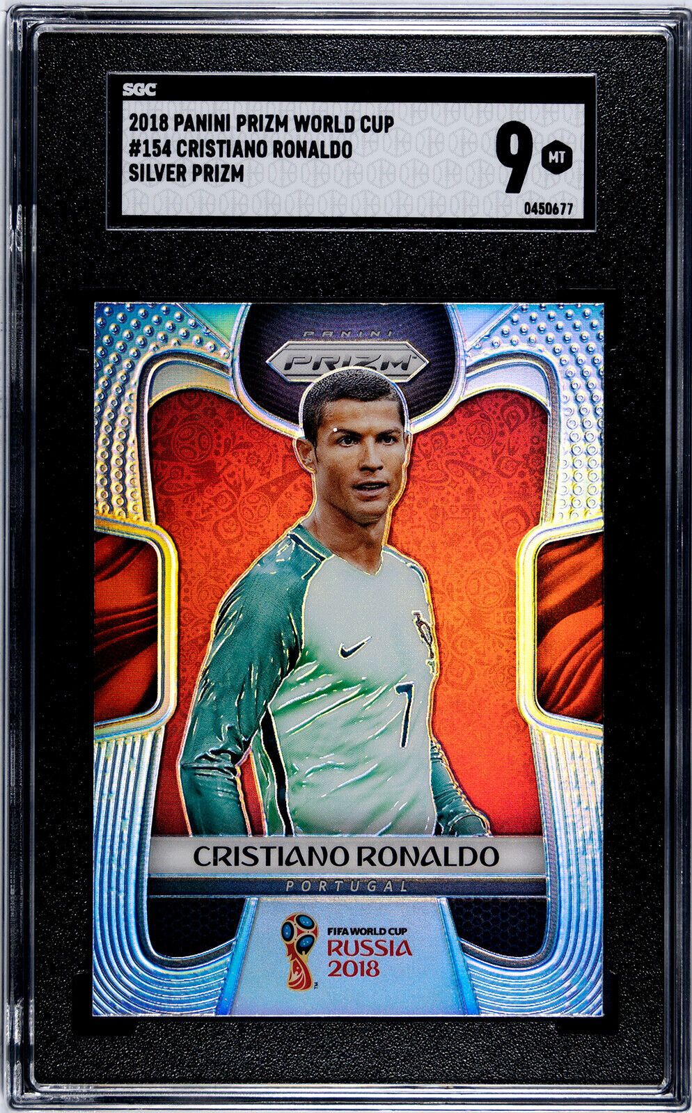 2018 Panini Silver Prizm World Cup Soccer #154 Cristiano Ronaldo SGC 9 GRADED