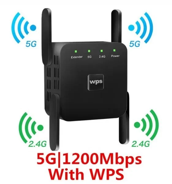 5G Dual Band WiFi Repeater 1200Mbps WIFI Range Extender Wifi Signal Booster - Image 1 of 1