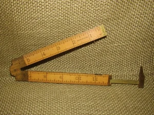 STANLEY No. 36 1/2L Boxwood Folding Ruler with Slide Brass Caliper ~ Made USA - Picture 1 of 11