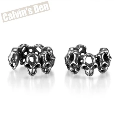 Из нержавеющей стали готический череп кластер уха манжеты серьги панк классный рок мужчин женщин - Изображение 1 из 4