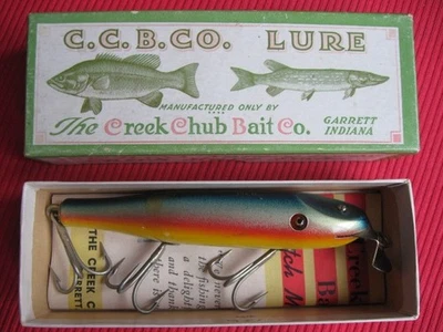 Señuelo de pesca vintage Creek Chub Pikie #708 arco iris - sin usar en caja Foto 1 de 4